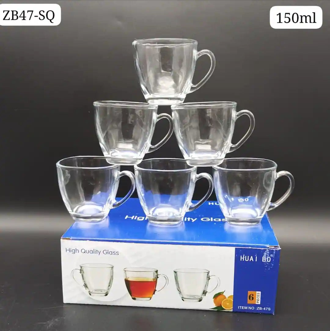 150ml Clear Glass Mugs - Set of 6