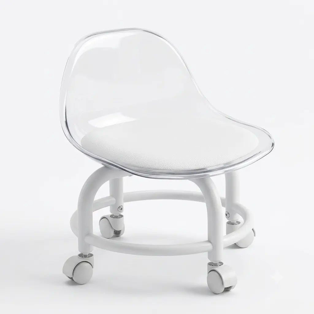 Kids Chair with Wheels – Cute Transparent Backrest, 360° Swivel Design