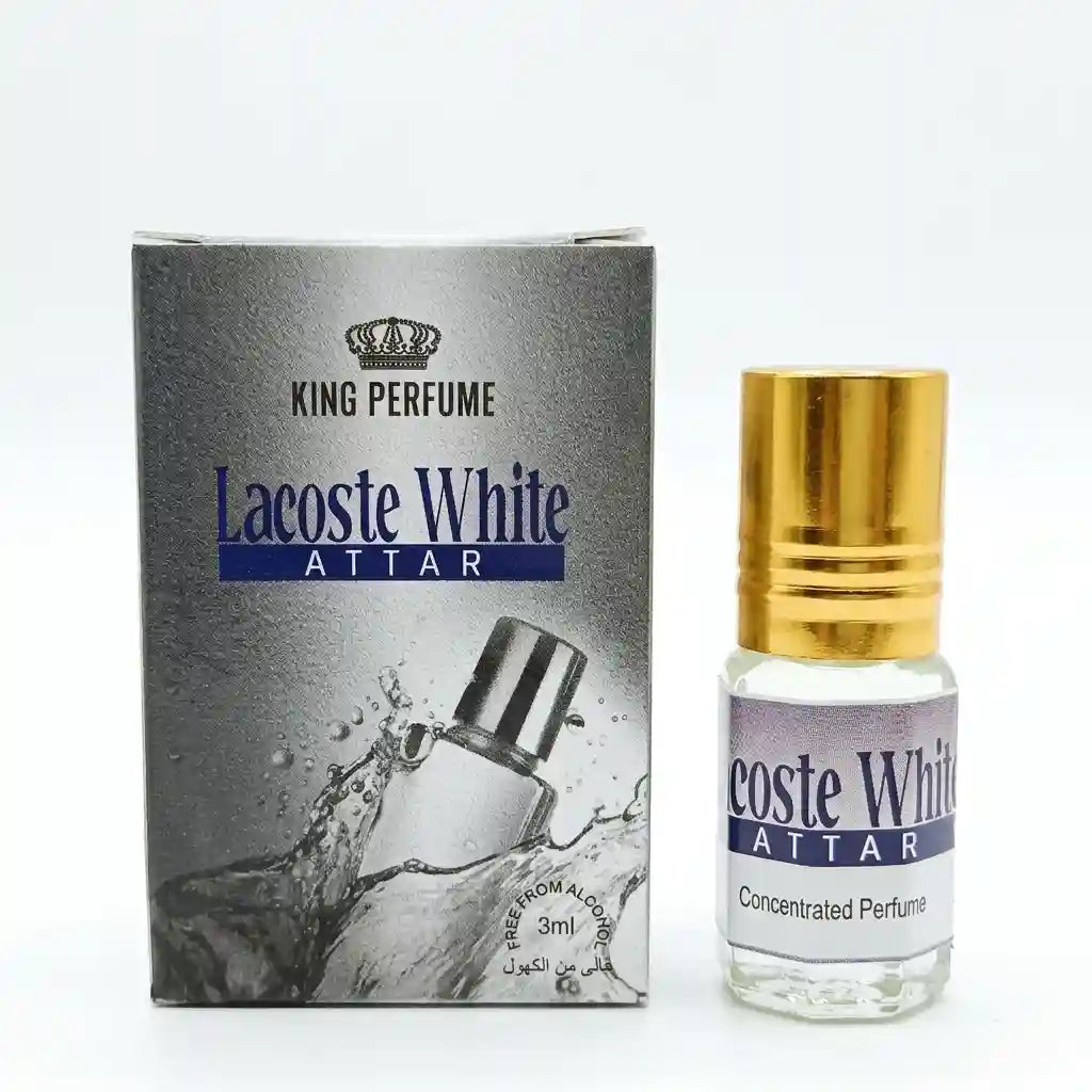 King Perfume Lacoste White Attar Roll-On | 3ml Alcohol-Free Concentrated Perfume Oil | Men