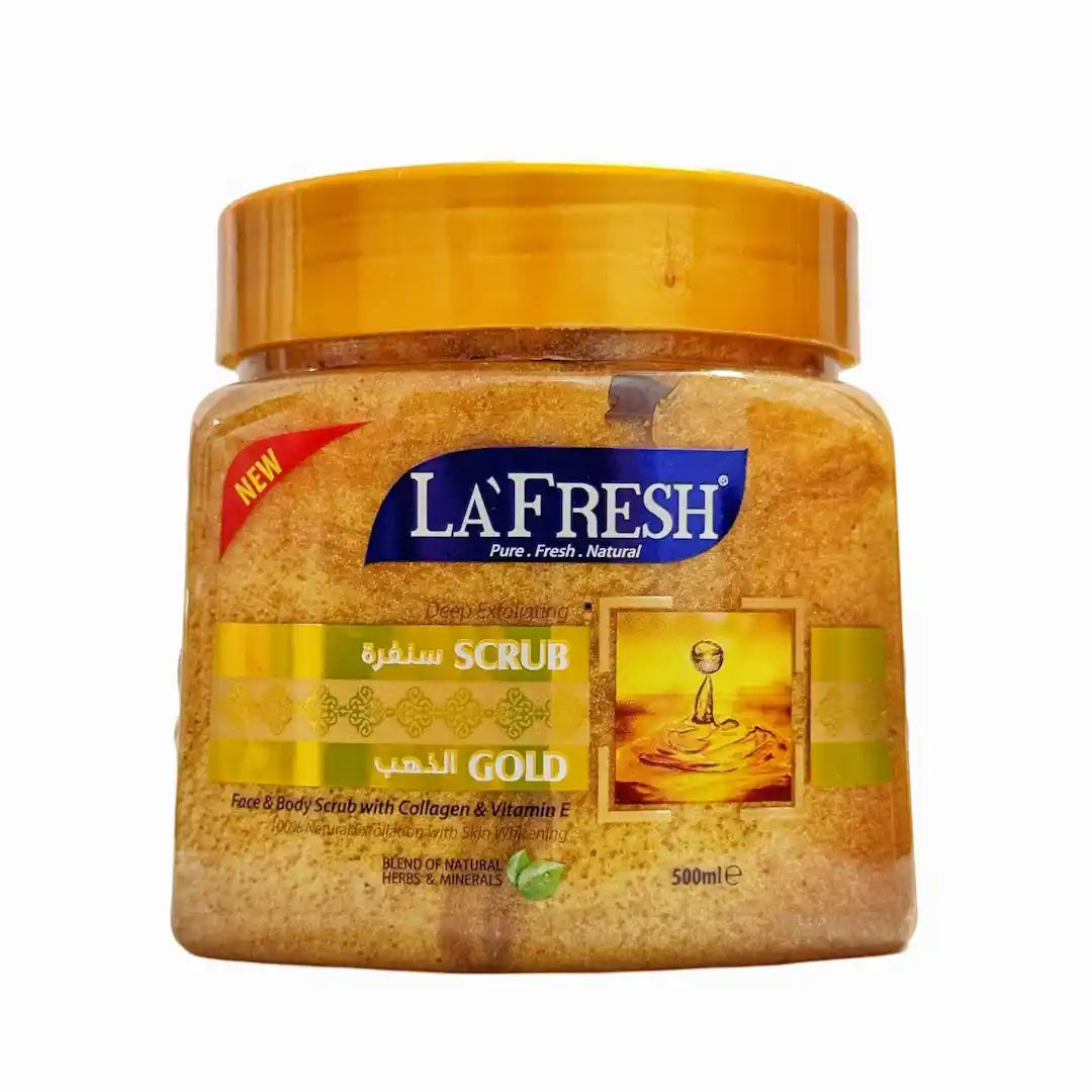La'Fresh Gold Deep Exfoliating Face & Body Scrub with Collagen & Vitamin E – 500ml