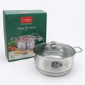 MEERA Vintage Stainless Steel Casserole with Glass Lid – 22cm