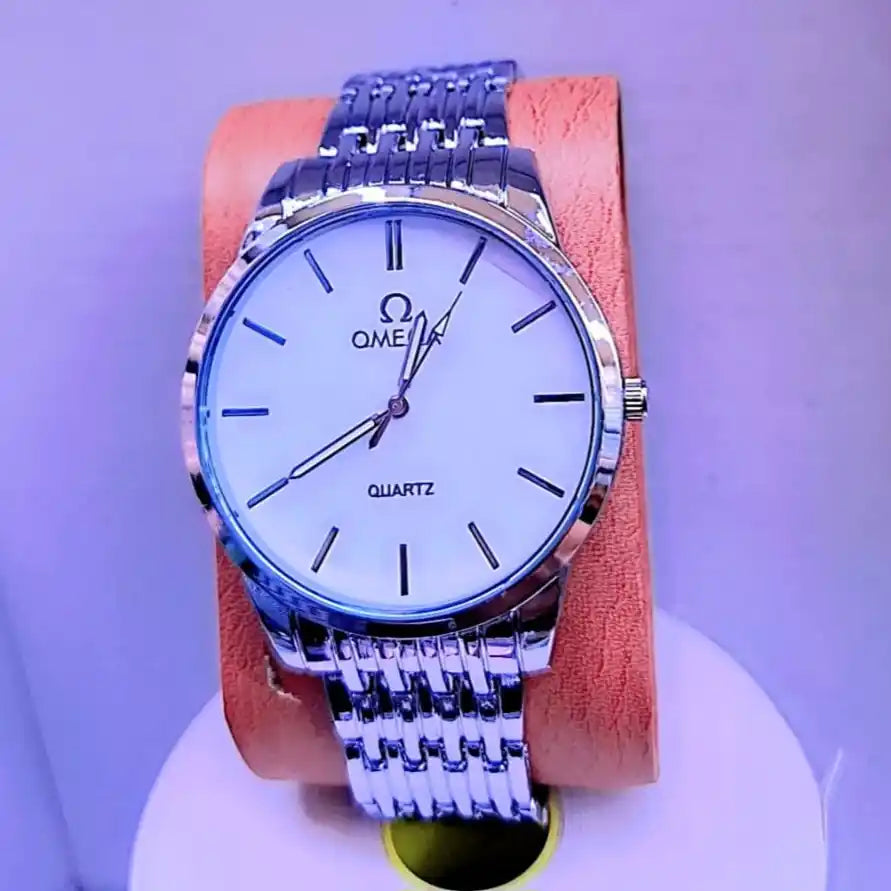 Men’s Stainless Steel Slim Dial Watch – Classic Luxury-Inspired Quartz (White, Black, Blue)