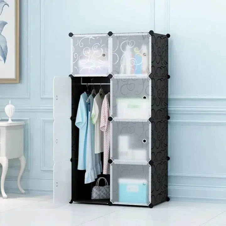 Modular Wardrobe Cabinet with Hanging Space | Portable Storage Organizer