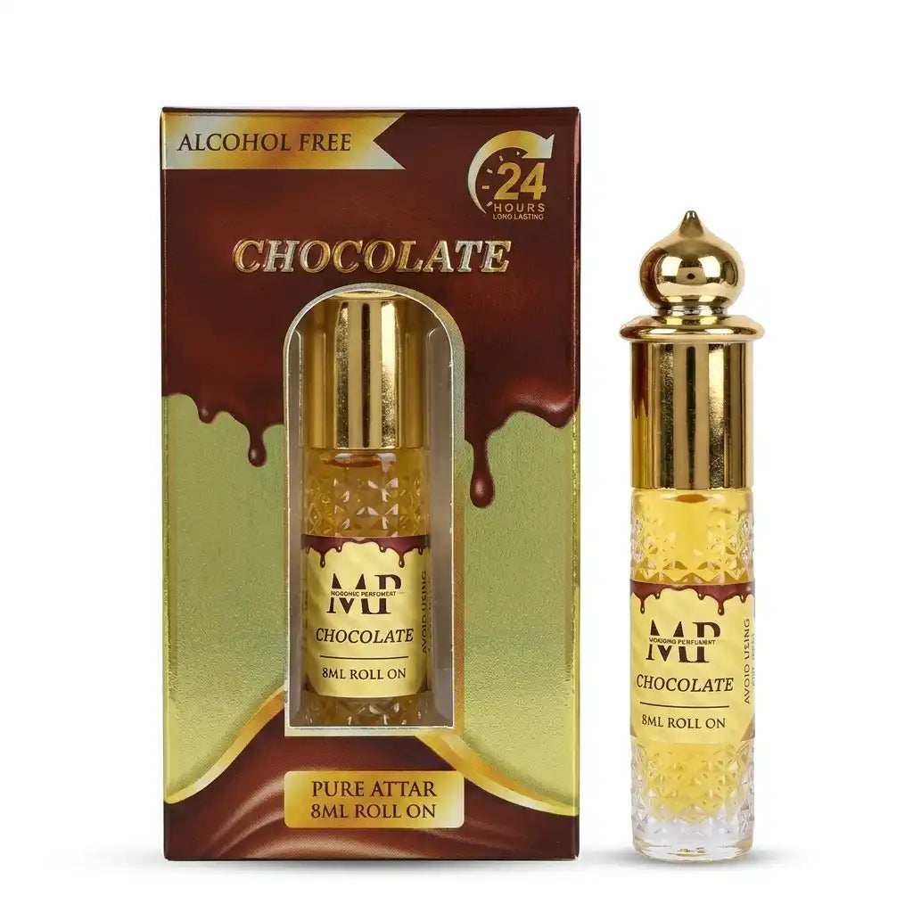 Mohson’s Perfumery Chocolate Pure Attar – 8ml Long-Lasting Alcohol-Free Roll-On