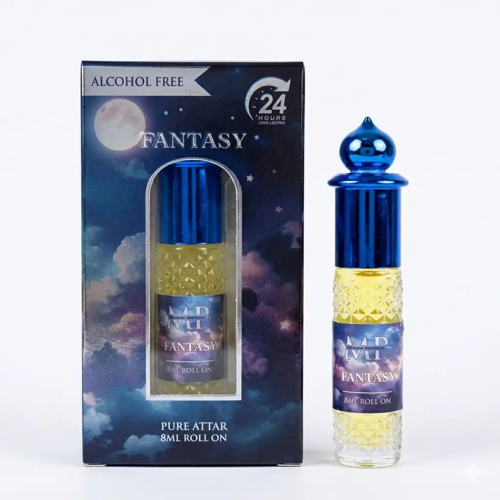 Mohson’s Perfumery Fantasy Pure Attar – 8ml Long-Lasting Alcohol-Free Roll-On