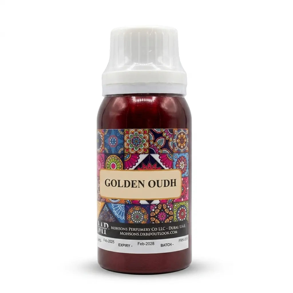 Mohson's Perfumery Golden Oudh Attar Perfume Oil 100G – Alcohol-Free Long Lasting Fragrance
