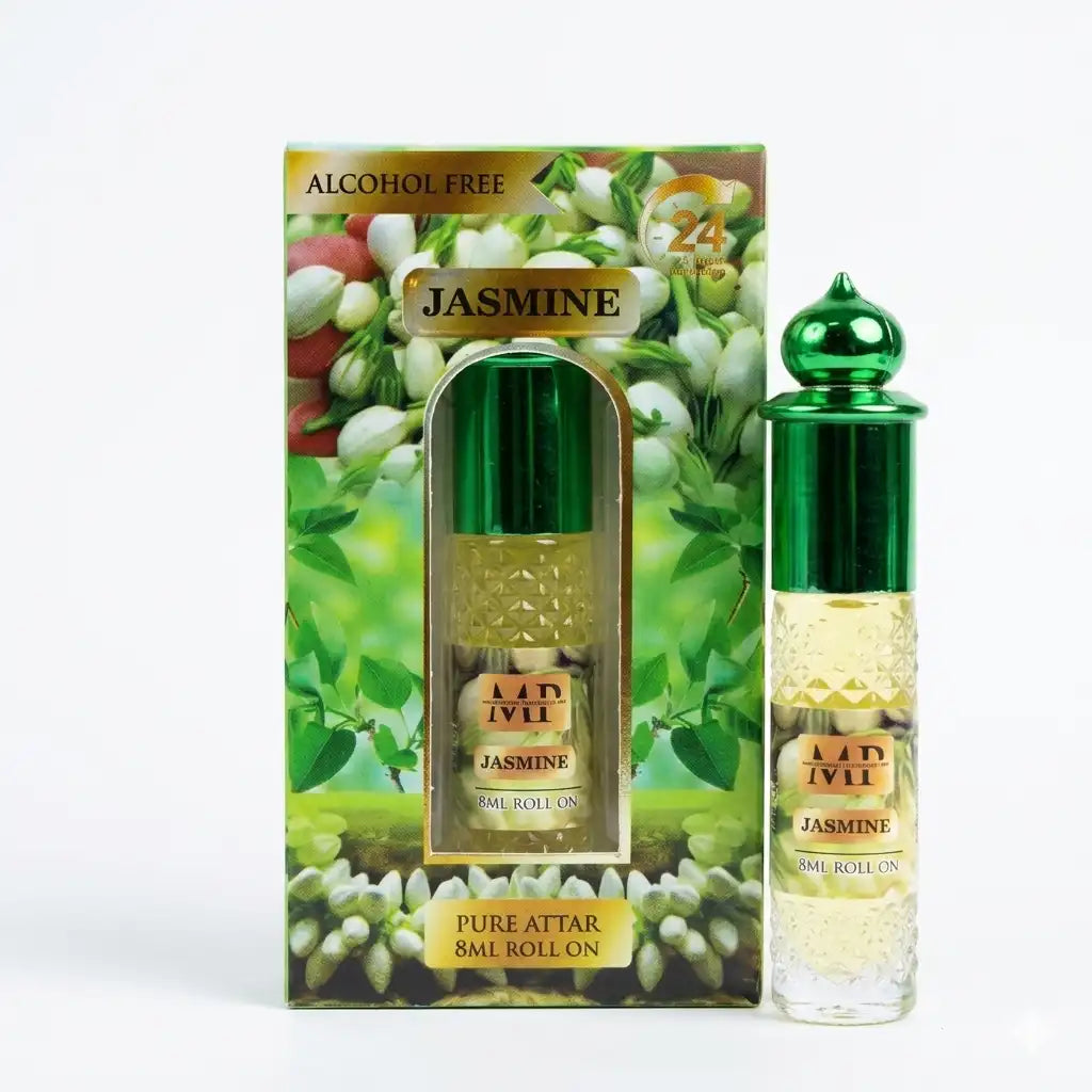 Mohson's Perfumery Jasmine Concentrated Pure Attar – 8ml Long-Lasting Alcohol-Free Roll-On