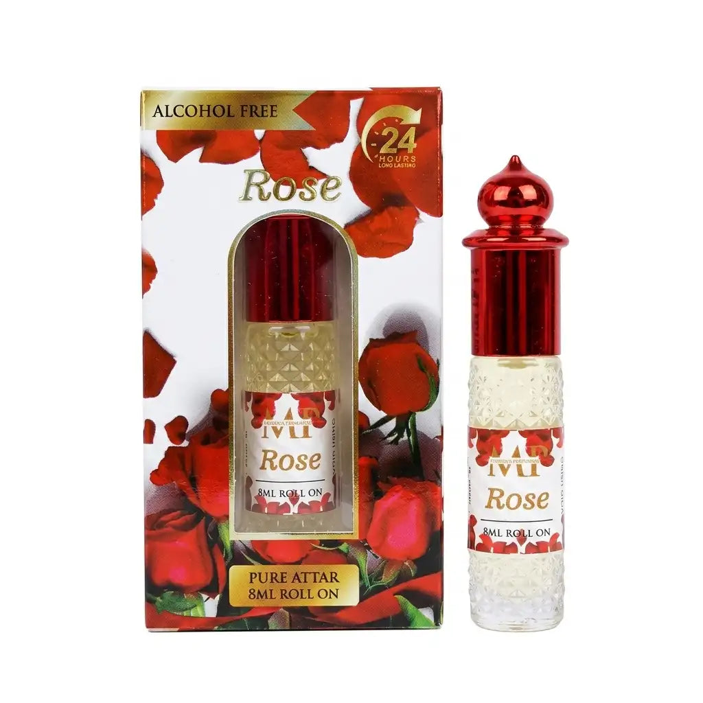 Mohson's Perfumery Rose Pure Attar Roll-On | 8ml | Alcohol-Free | 24 Hour Long-Lasting