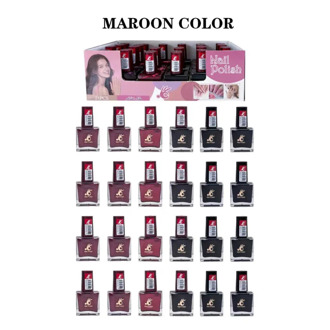 Nail Polish Set – 24 Deep Maroon & Black Shades Collection – 10ml Each