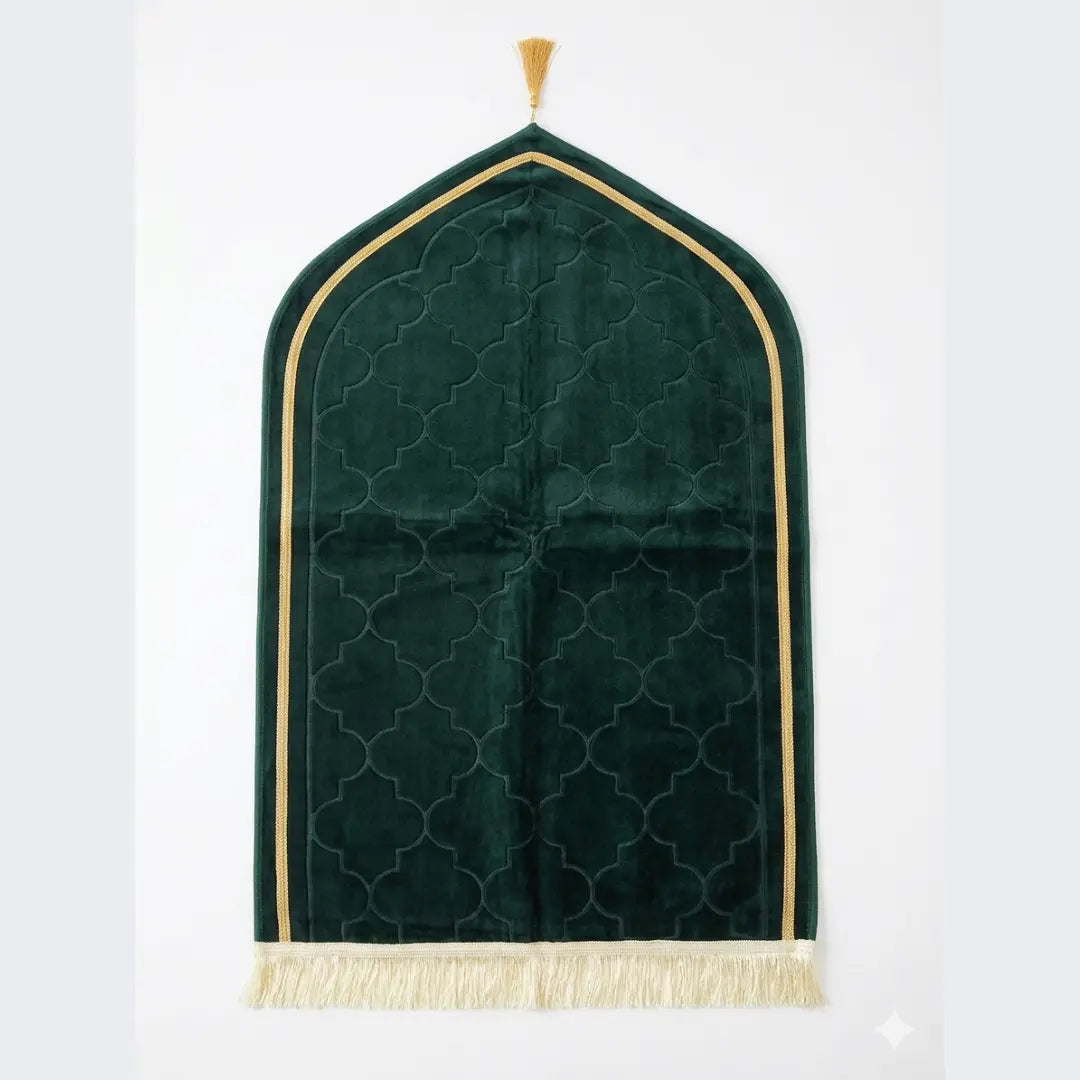 Premium Arch Velvet Prayer Mat | Embossed Geometric Design