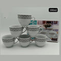 Premium Ceramic Tea Cup Set 6pcs – 180ml Stylish Grey Design