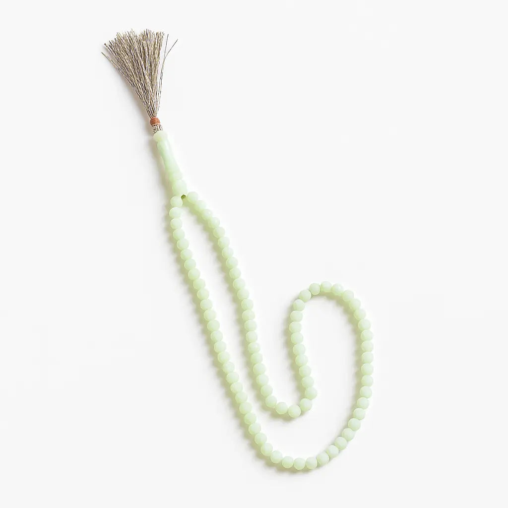 Radiant Light Green Tasbih – 100 Beads Prayer Rosary