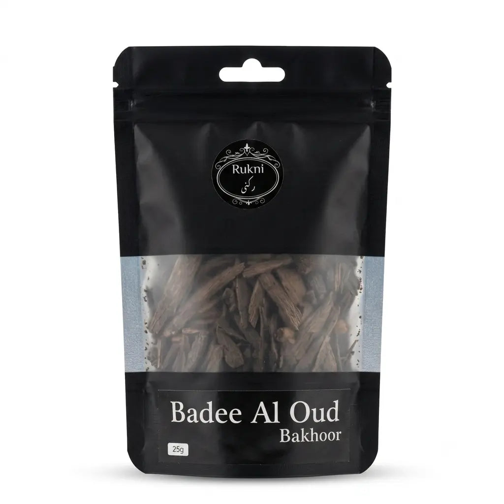 Rukni Badee Al Oud Bakhoor – Oriental Woody Oud Incense Chips, 25g