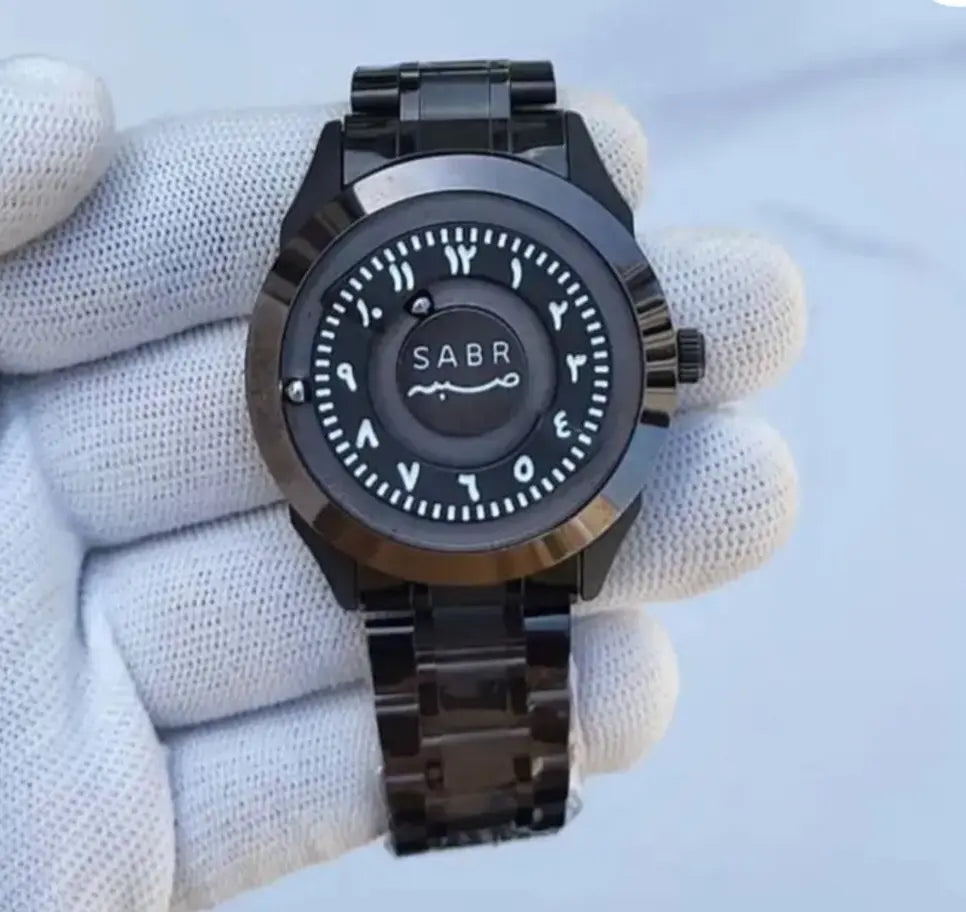 SABR Signature Timepiece – Arabic Numerals | Black Stainless Steel Watch