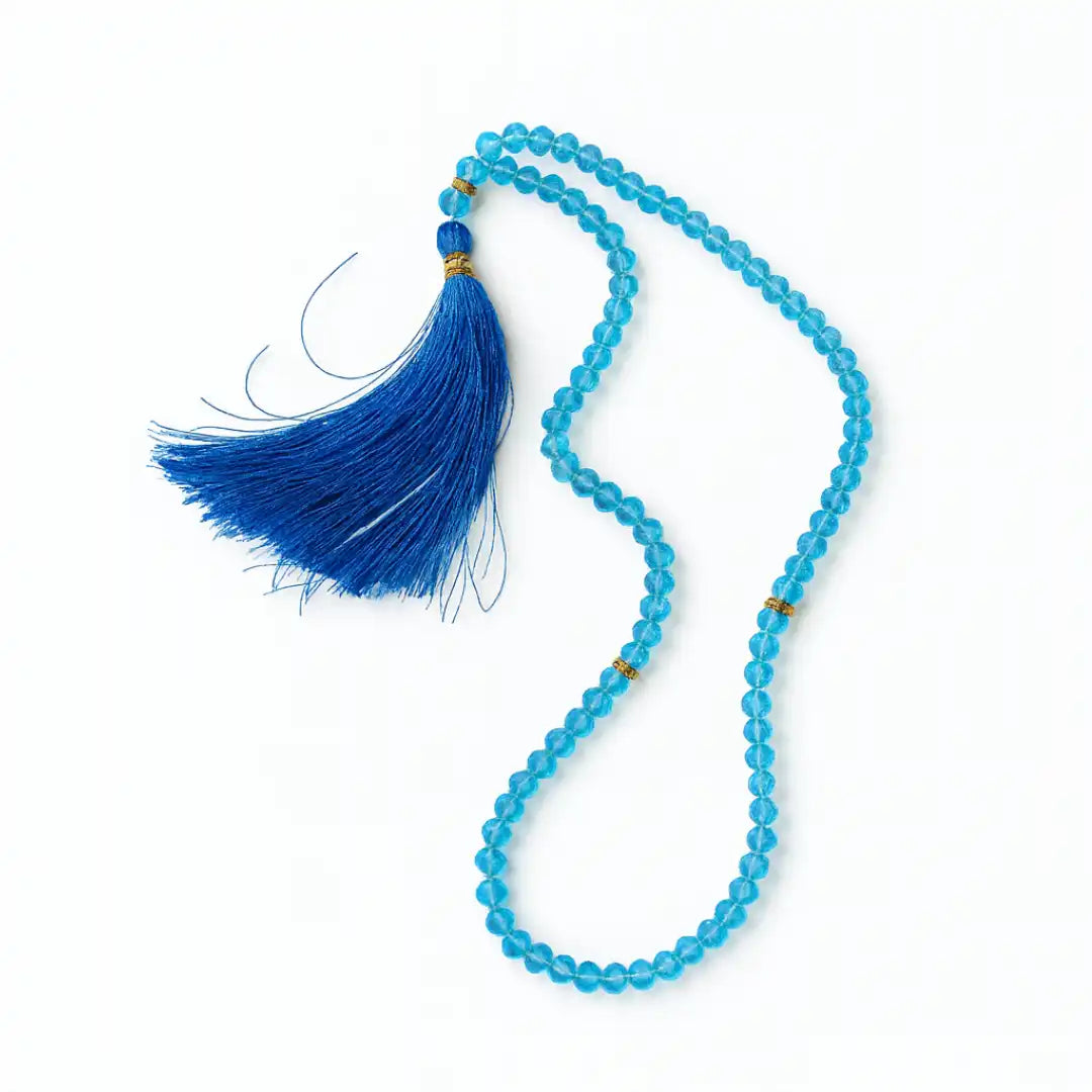 Sky Blue Crystal Tasbeeh 100 Beads | Elegant Islamic Prayer Beads