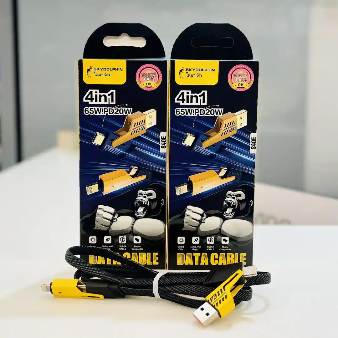 Skydolphin 4-in-1 Fast Charging Data Cable – 65W PD (20W) | Universal Cable
