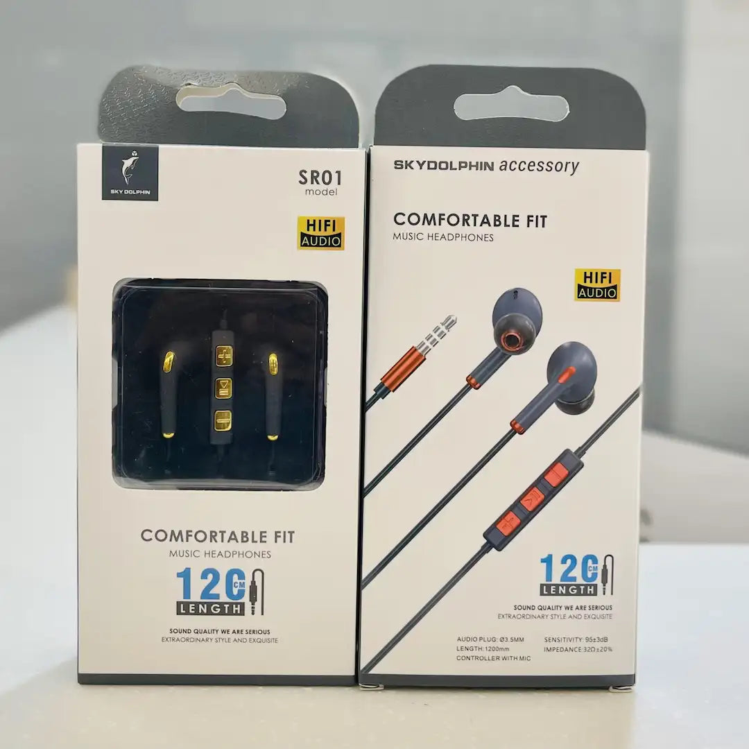 Skydolphin SR01 Hi-Fi In-Ear Earphones – Comfortable Fit (3.5mm, 1.2m)