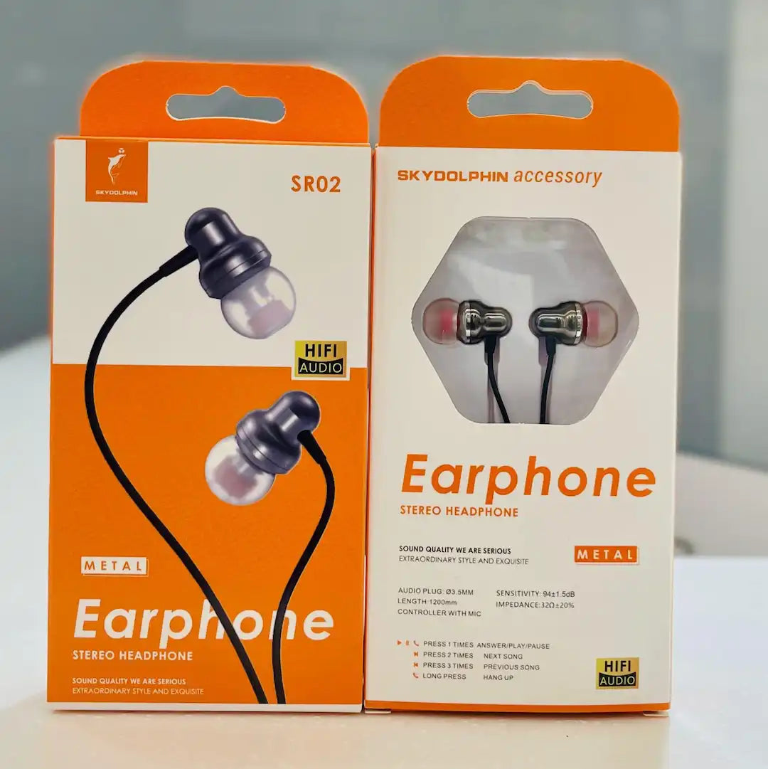 Skydolphin SR02 Metal Earphone – Hi-Fi Stereo Sound (3.5mm)