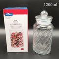 Soda Lime Glass Storage Jar 1200ml – Airtight Kitchen Container for Dry Food, Spices & Snacks