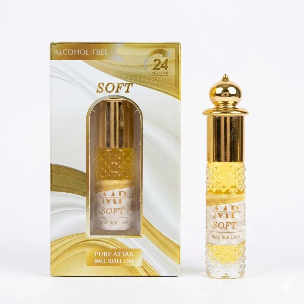 Soft Concentrated Pure Attar – 8ml Long-Lasting Alcohol-Free Perfume Oil Roll-On