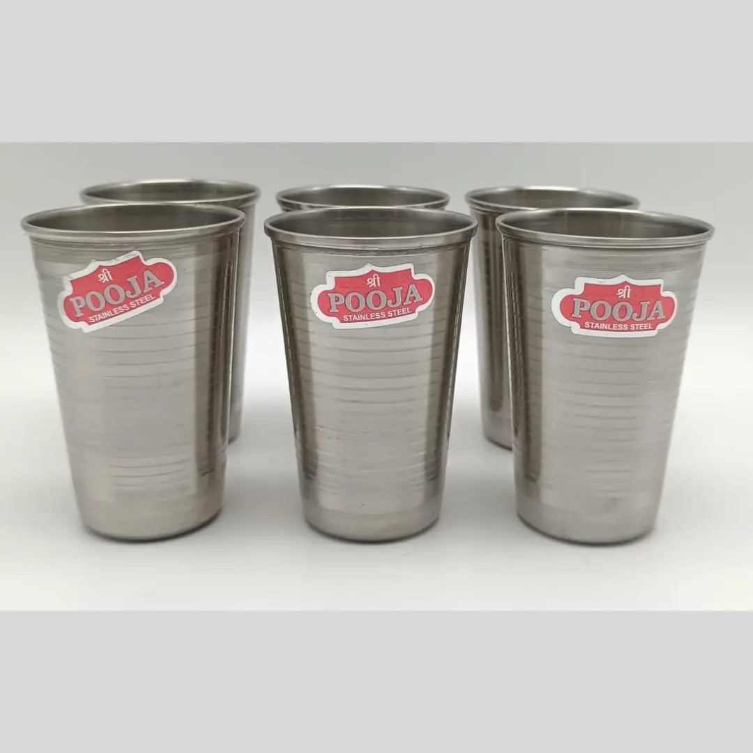 Stainless Steel Silver Tumbler 6pcs Set – 340ml | Durable Daily Use Cups