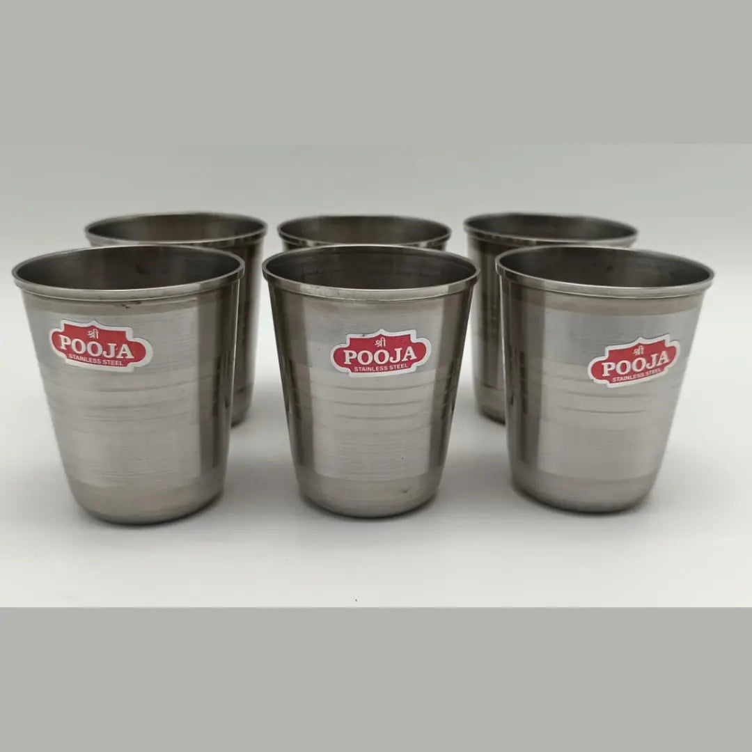 Stainless Steel Silver Tumbler Set 6pcs – 240ml | Daily Use Drinkware
