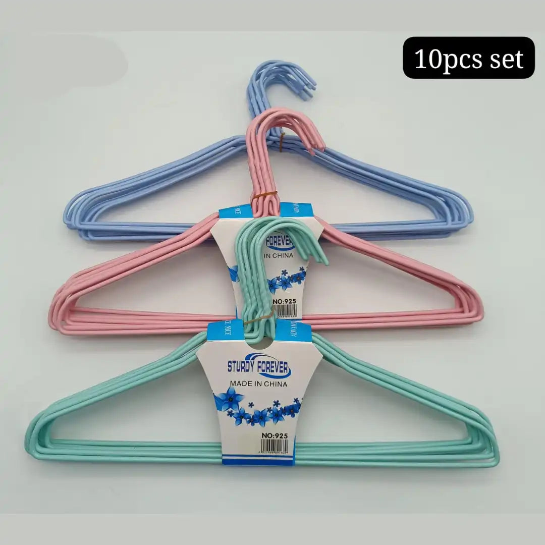Sturdy Plastic Clothes Hangers – 10-Piece Set (Random Colors)