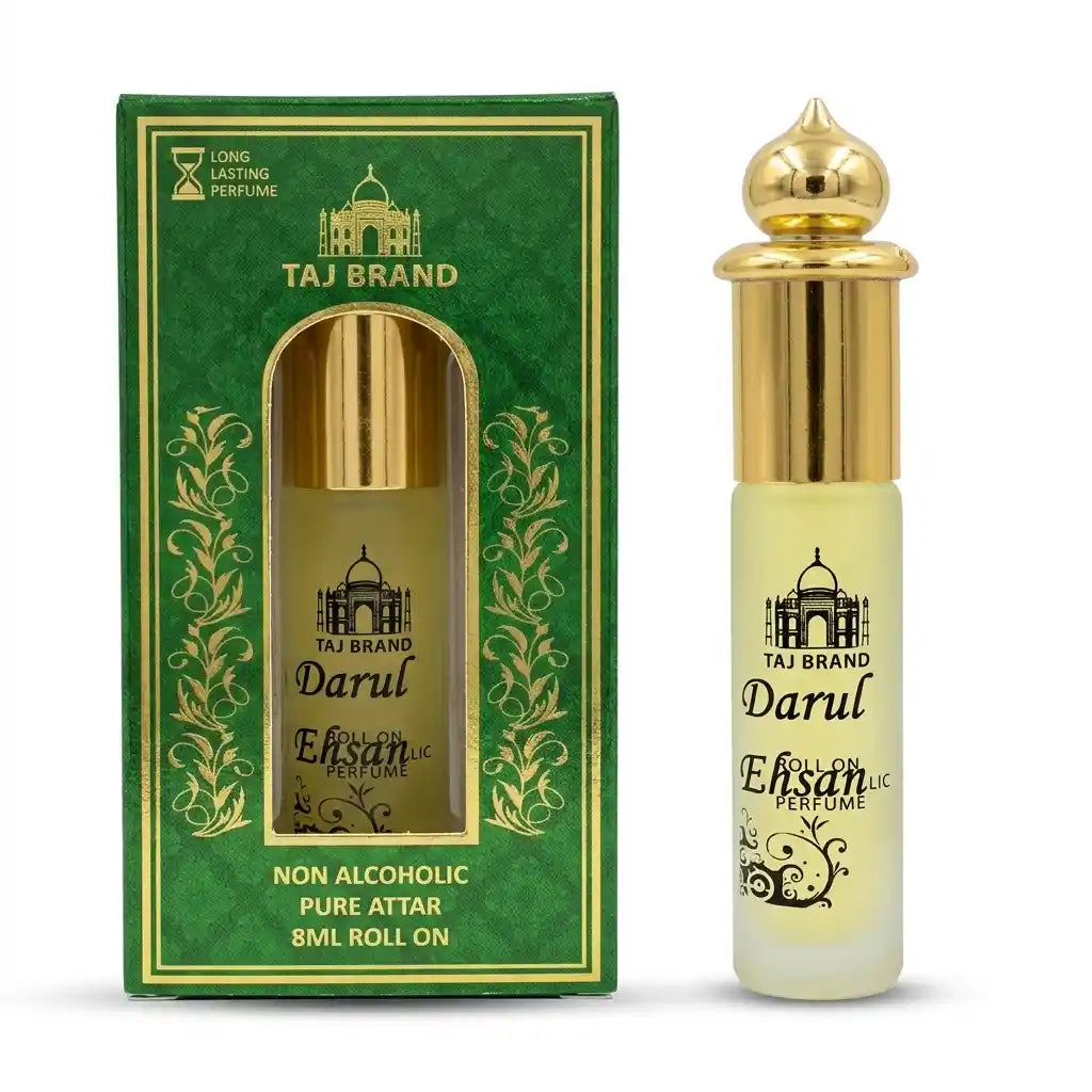 Taj Brand Darul Ehsan 8ml Attar | Pure Arabic Perfume Oil for Men & Women | Alcohol-Free Roll-On