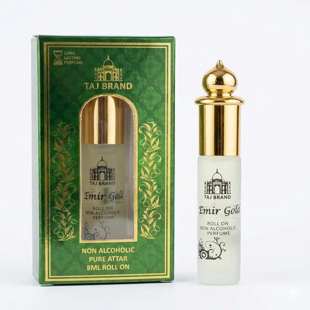 Taj Brand Emir Gold 8ml Attar | Royal Oriental Perfume Oil for Men & Women | Alcohol-Free Roll-On