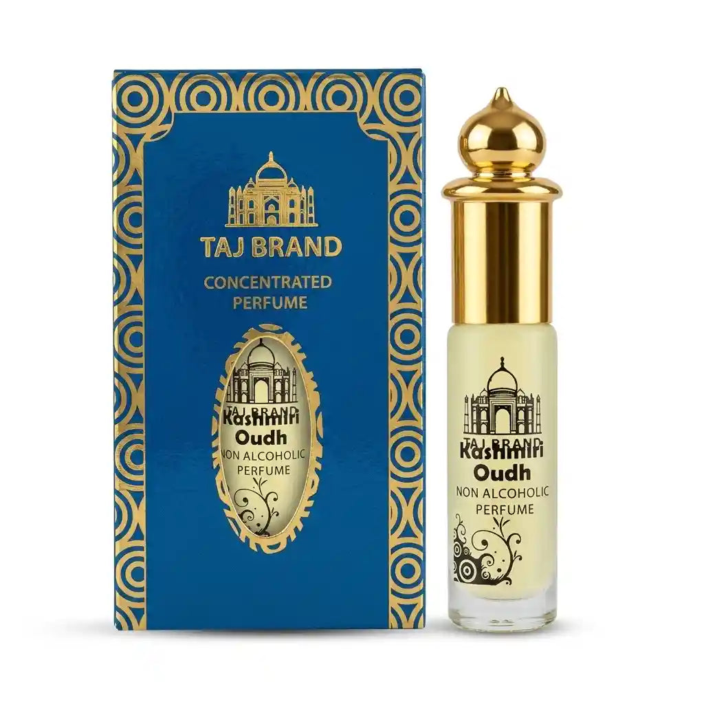 Taj Brand Kashmiri Oudh 8ml Attar | Concentrated Oud Perfume Oil for Men & Women | Alcohol-Free Roll-On