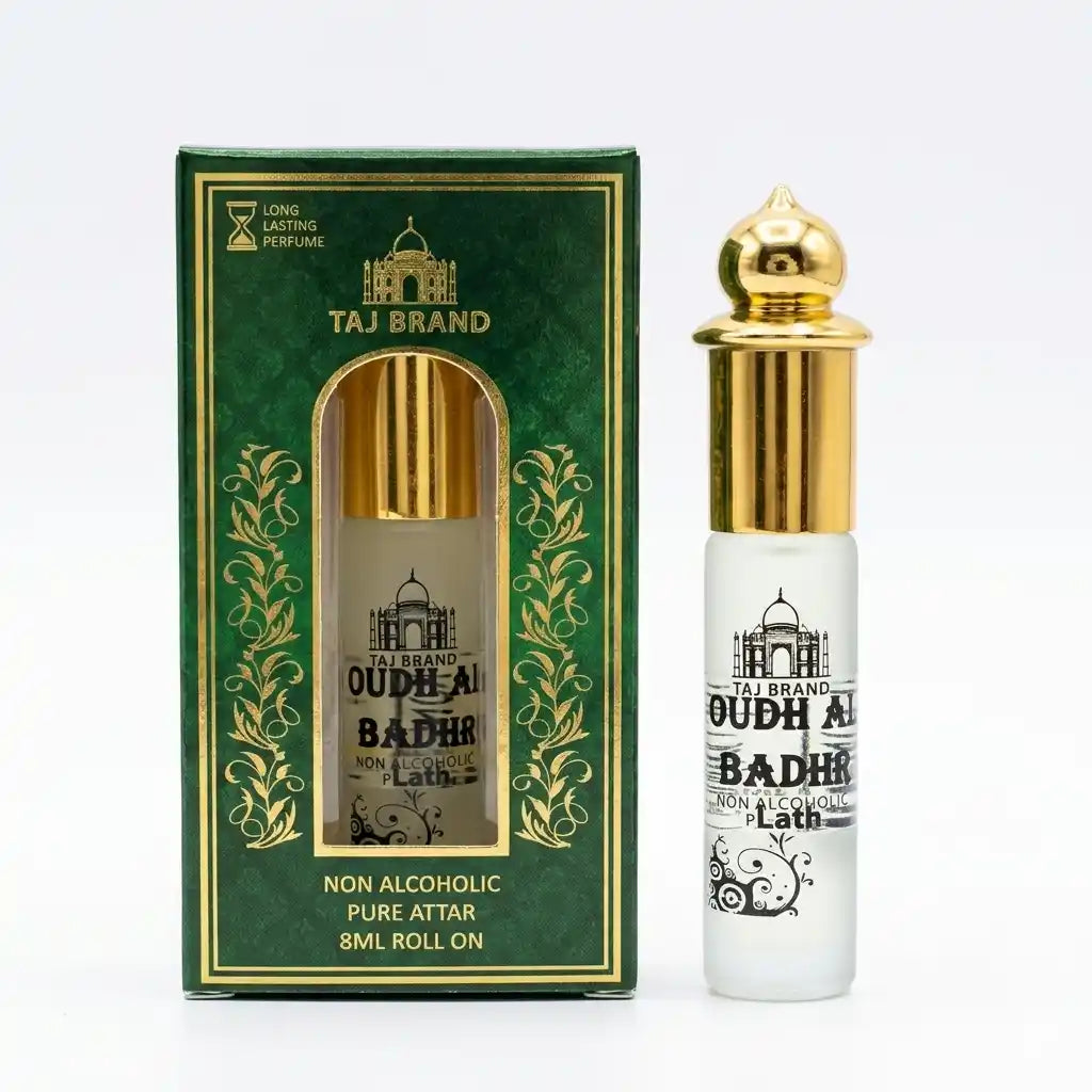 Taj Brand Oudh Al Badhr Roll-On Attar | Pure Oud Perfume Oil for Men & Women | 8ml Alcohol-Free Long-Lasting Arabic Fragrance