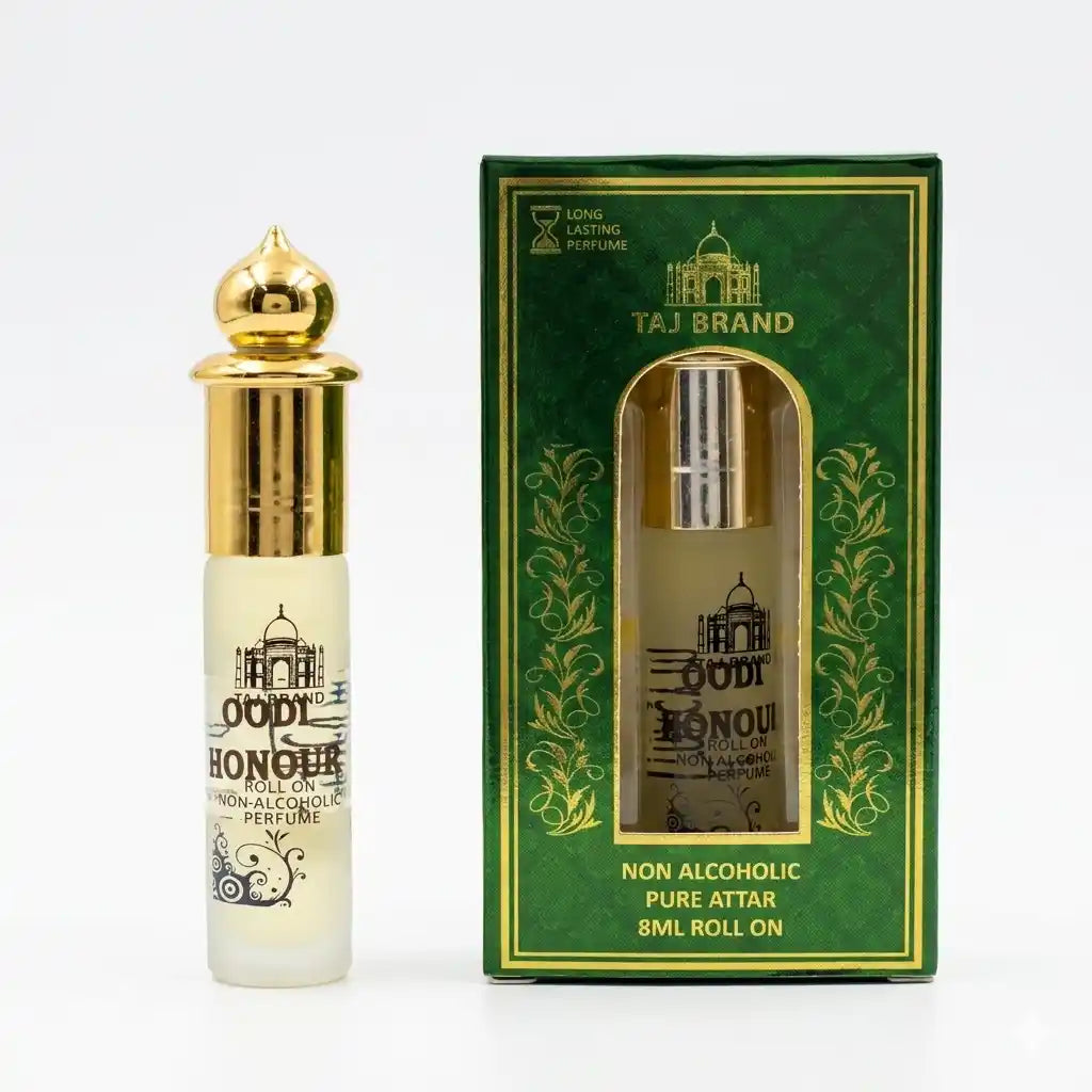 Taj Brand Oudi Honour 8ml Attar | Pure Oud Perfume Oil for Men | Alcohol-Free Roll-On