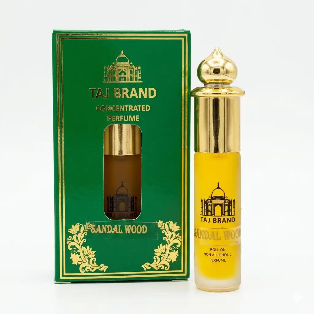 Taj Brand Sandal Wood Concentrated Perfume Oil 8ML – Non Alcoholic Roll On Attar