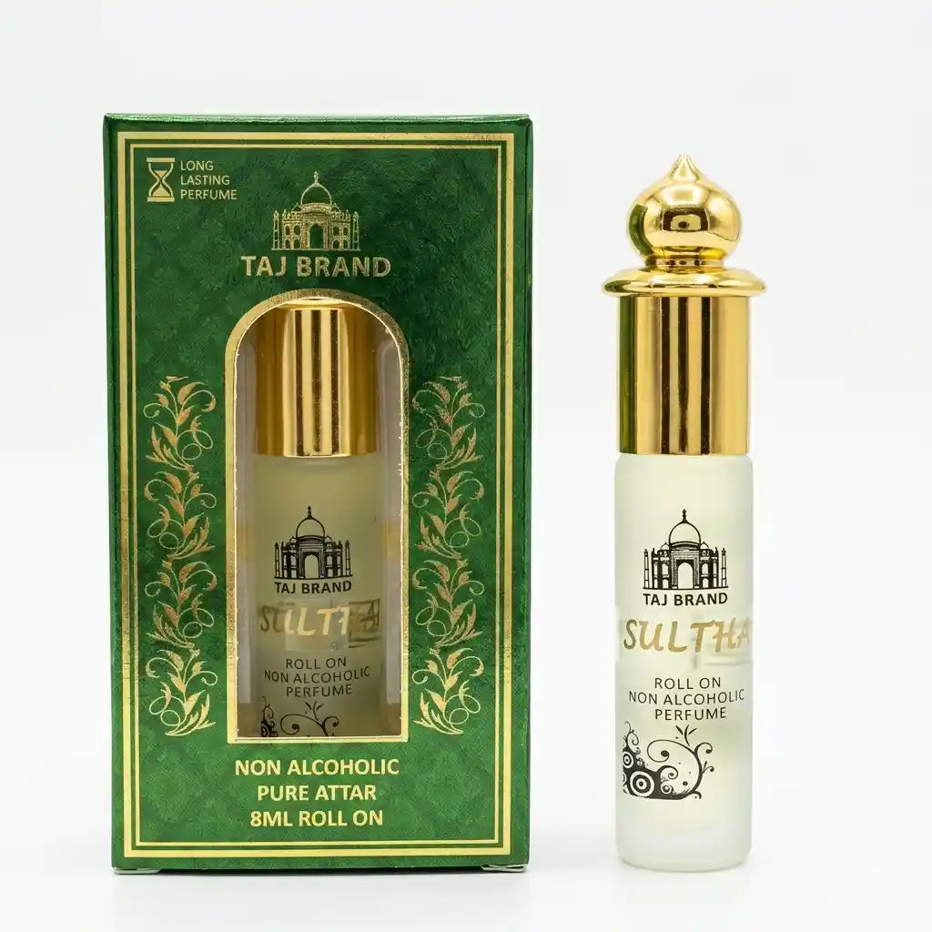 Taj Brand Sulthan 8ml Attar | Royal Oud & Spice Perfume Oil for Men | Alcohol-Free Roll-On