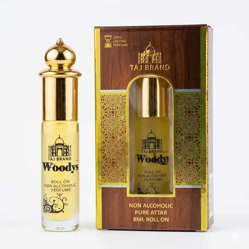 Taj Brand Woodys 8ml Attar | Woody Perfume Oil for Men | Alcohol-Free Roll-On
