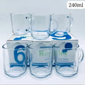 Toughened Glass Mug Set – 240 ml (Set of 6)