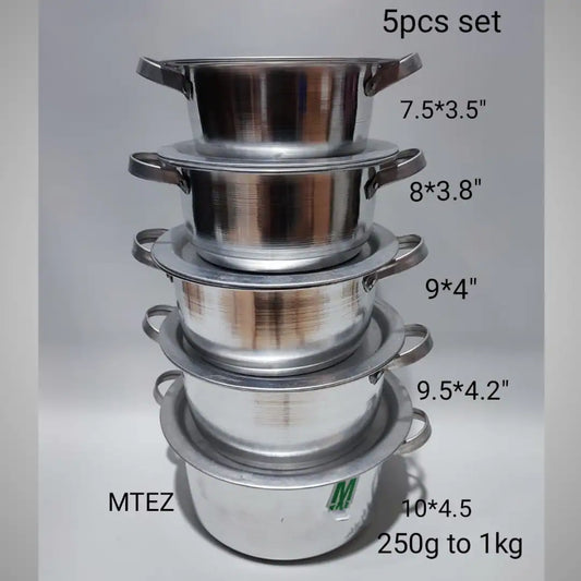 Aluminum Cookware Set 250g to 1kg - 5 Pieces