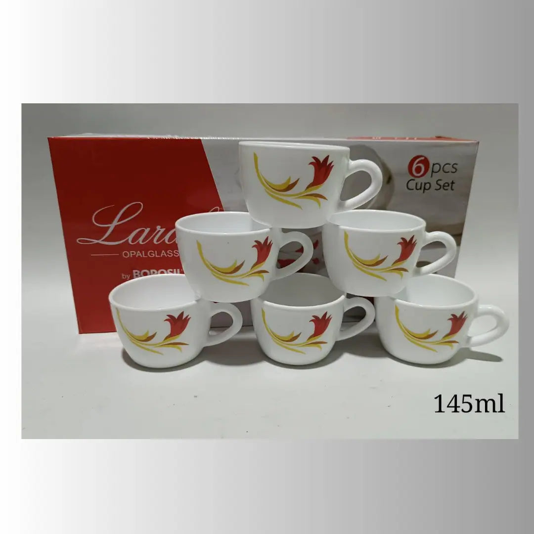 Larah by BOROSIL 6-Piece Opal Glass Cup Set 145ml