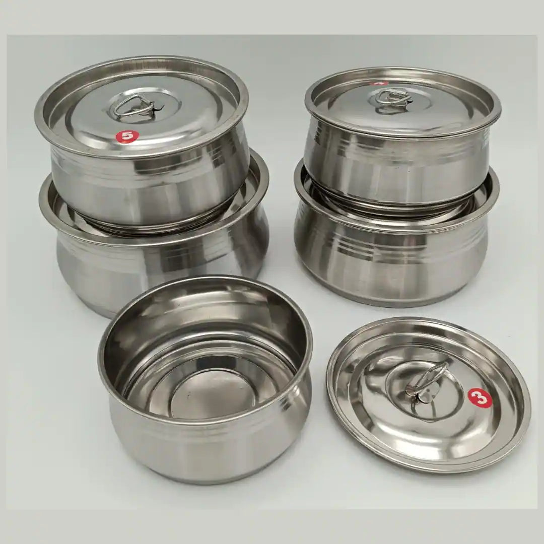 5-Piece Stainless Steel Stock Pot Set with Lids