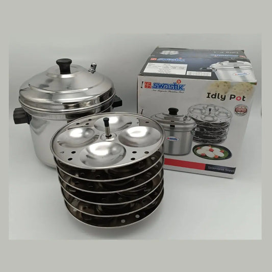 24-Piece Stainless Steel Idly Pot Set - 6 Plates