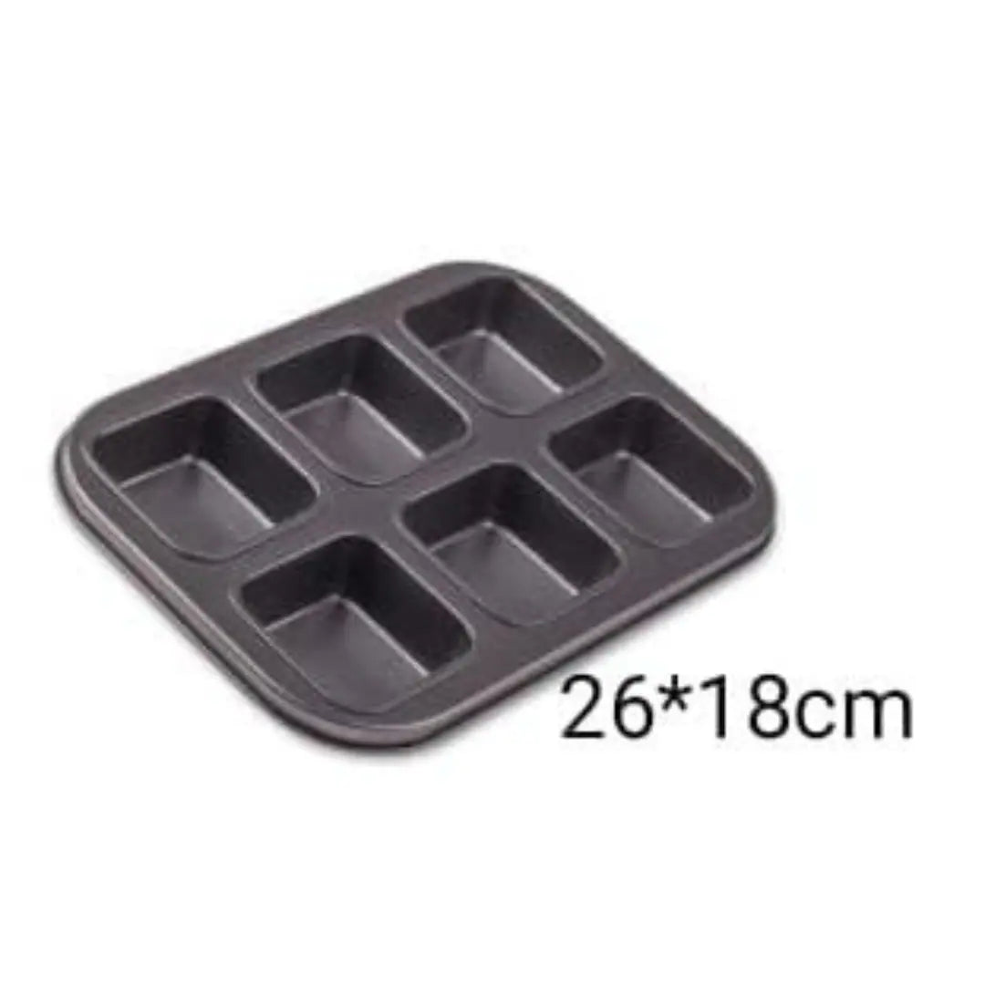 6-Hole Cake Mold Tray - 26x18 cm