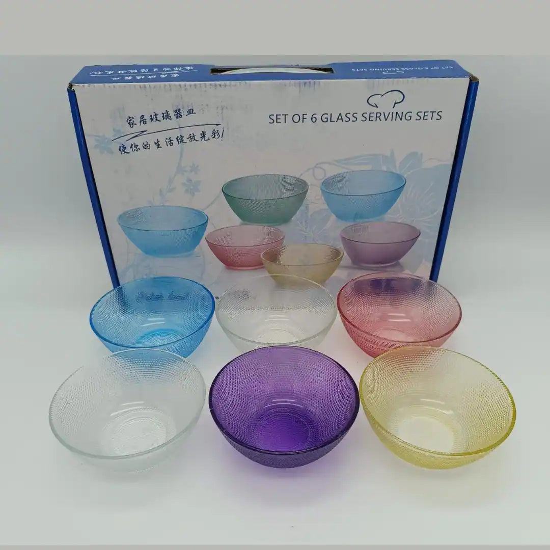 6-Piece Glass Serving Bowl Set - Multicolor