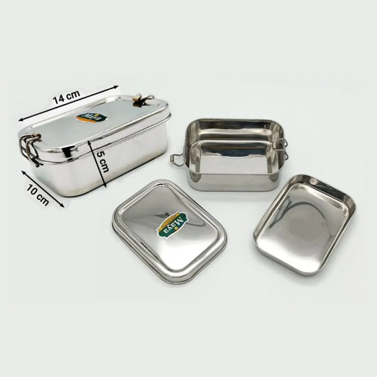 Stainless Steel Heavy Lunch Box - 14cm, No.1 Quality