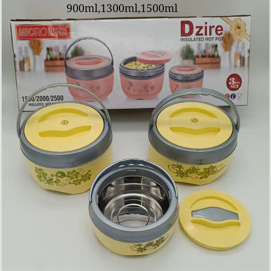 DZire Micro Line Insulated Hot Pot Set - 3pcs (900ml, 1300ml, 1500ml)