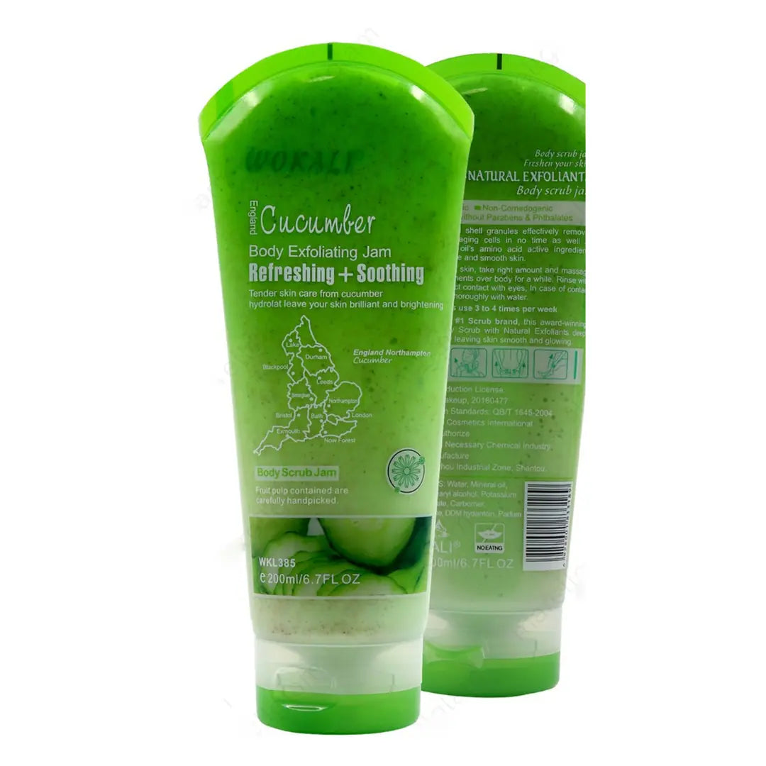 Wokali Cucumber Body Exfoliating Jam - Refreshing + Soothing, 200ml