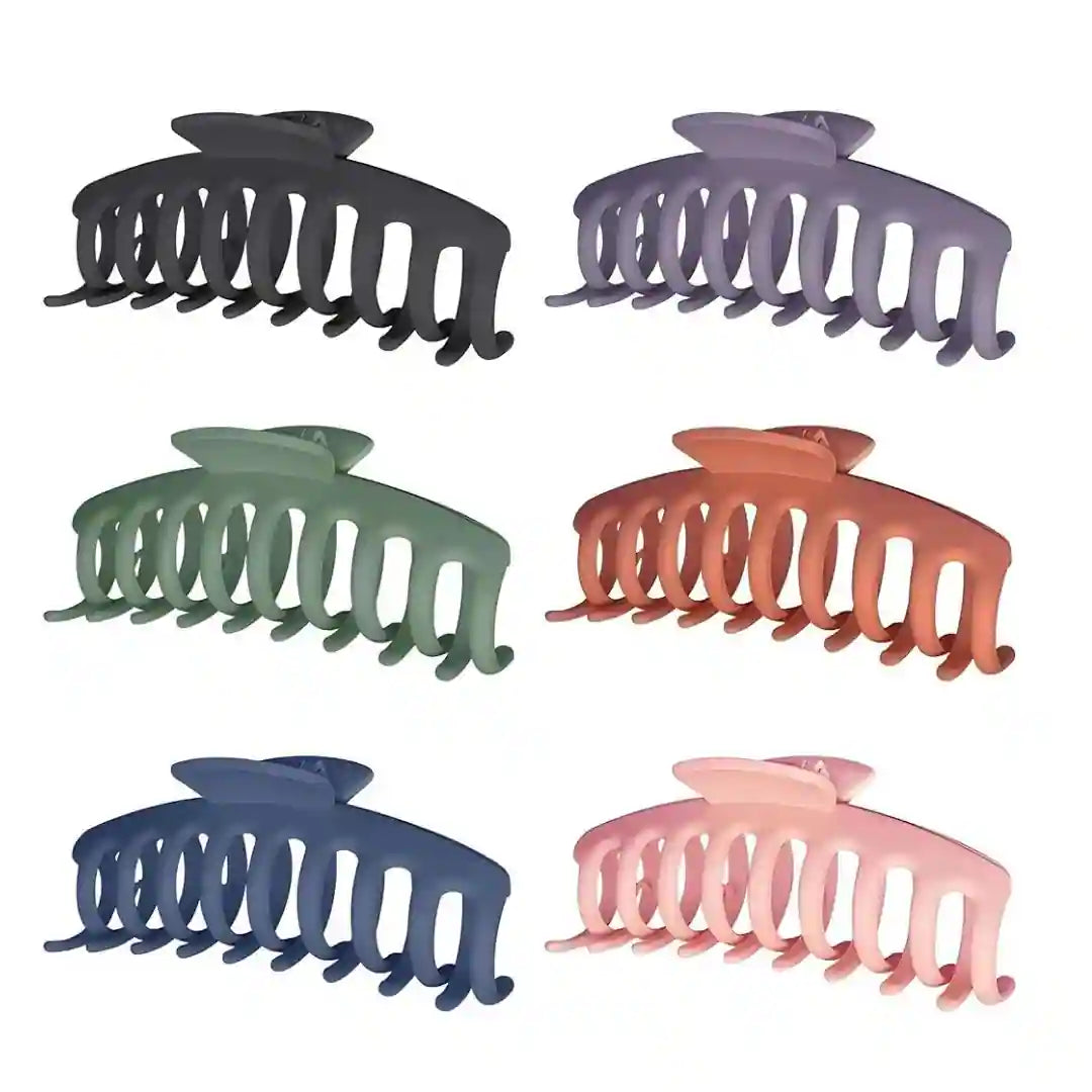 Large Claws Hair Clips 12pcs Set Multicolor