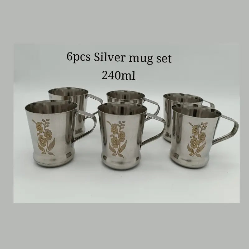 Silver Mug 6pcs Set - 240ml