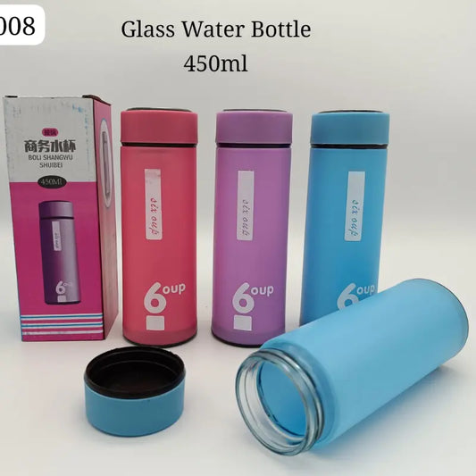 Glass Water Bottle 450ml Random Color 1 Piece