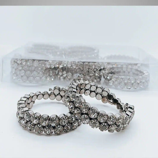 Sparkling Faceted Bead Bangle Set (12 Pieces)