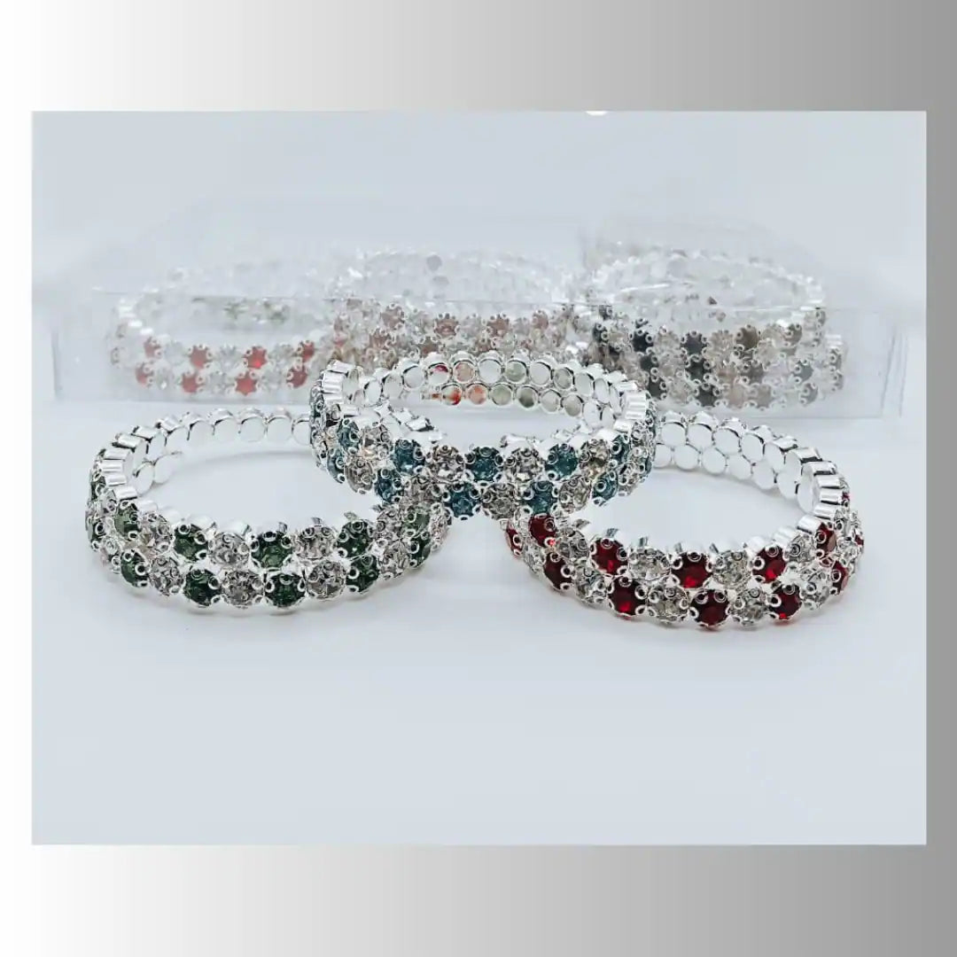 Multi-Colored Gemstone Bangle Set (12 Pieces)